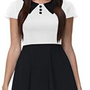 For G and PL Halloween Women's Short Sleeve Peter Pan Collar Fit and Flare Dress